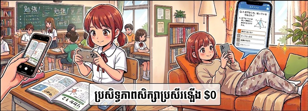 ស្កេនទំព័រសៀវភៅ រួចធ្វើលំហាត់នៅលើទូរស័ព្ទ